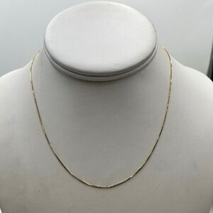 18k Solid Yellow Gold Fine Box Chain Necklace Women's 1.07 Grams  Length 16"